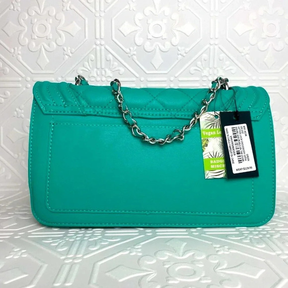 NWT Tiffany Blue Crossbody Purse w/Metal and Pearl Strap - Picture 5 of 7